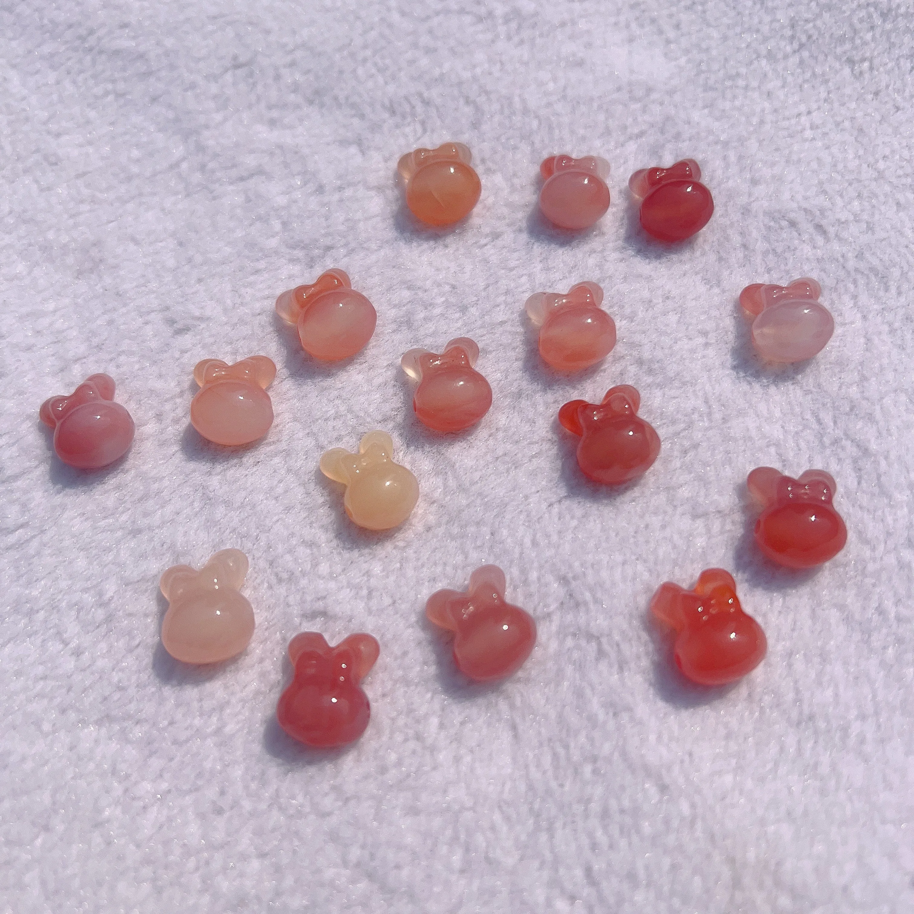 Natural Yanyan Agate Cute Rabbit Charms for DIY Jewelry Project