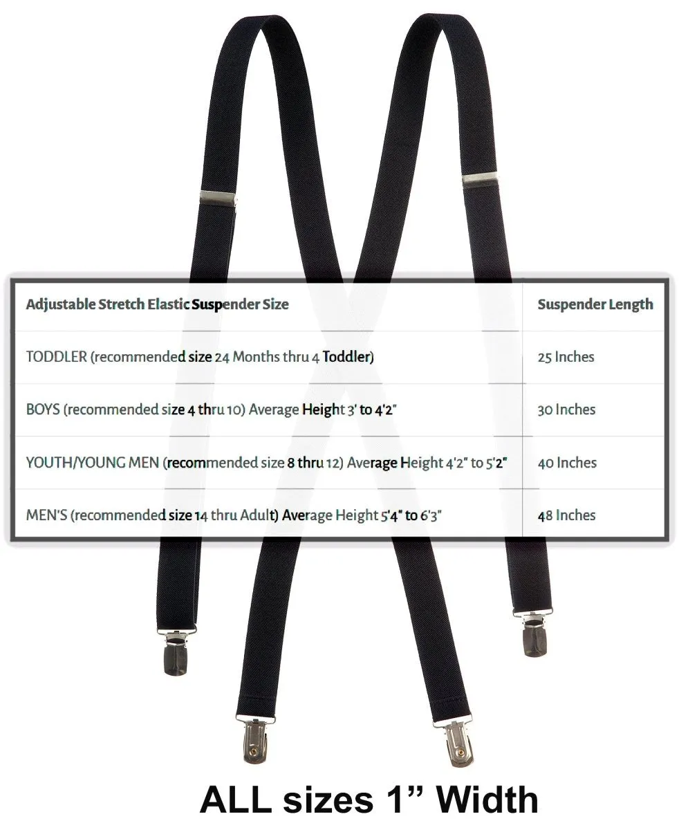 Neck Tie Pocket Square and Adjustable Stretch Suspender Set