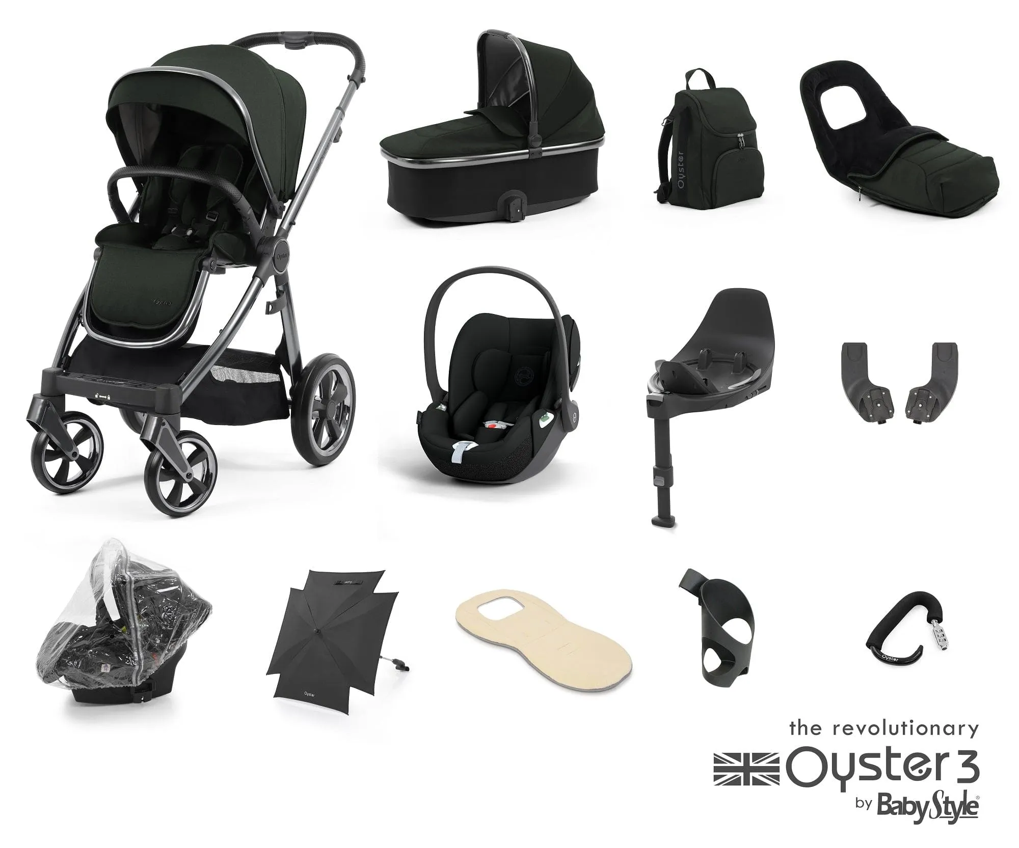 Oyster 3 Ultimate Cloud T i-Size Bundle (12pc Set) - Black Olive