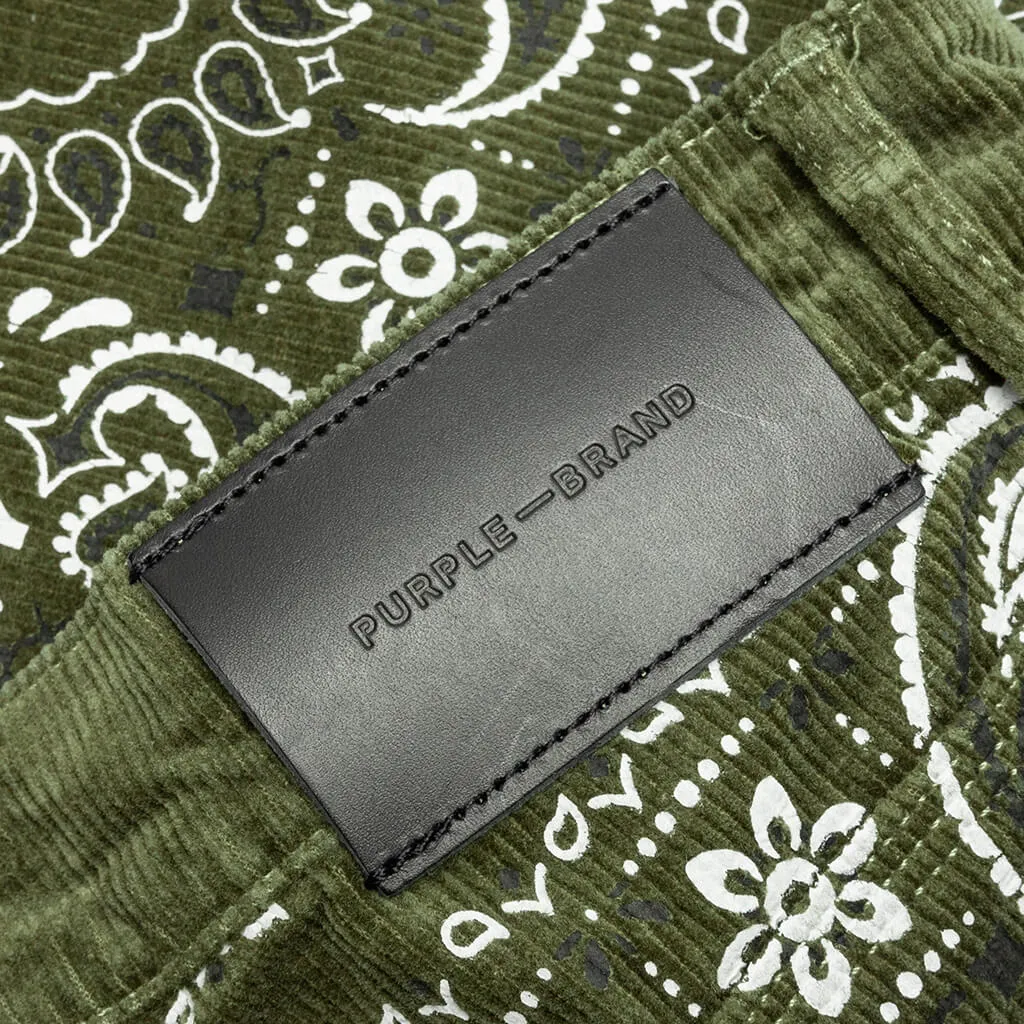 P001 - Olive Corduroy Bandana Print