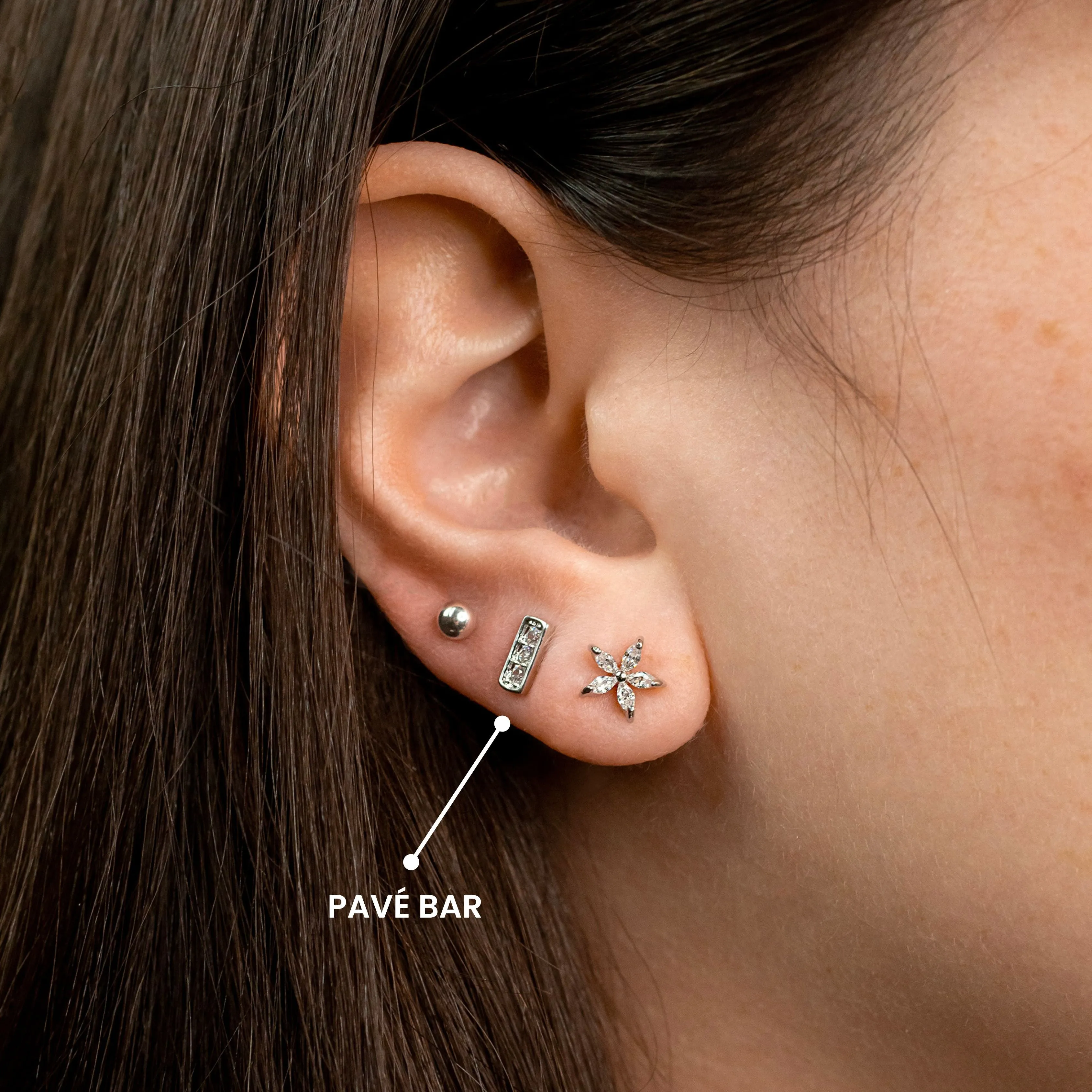 Pavé Bar Stud Earrings