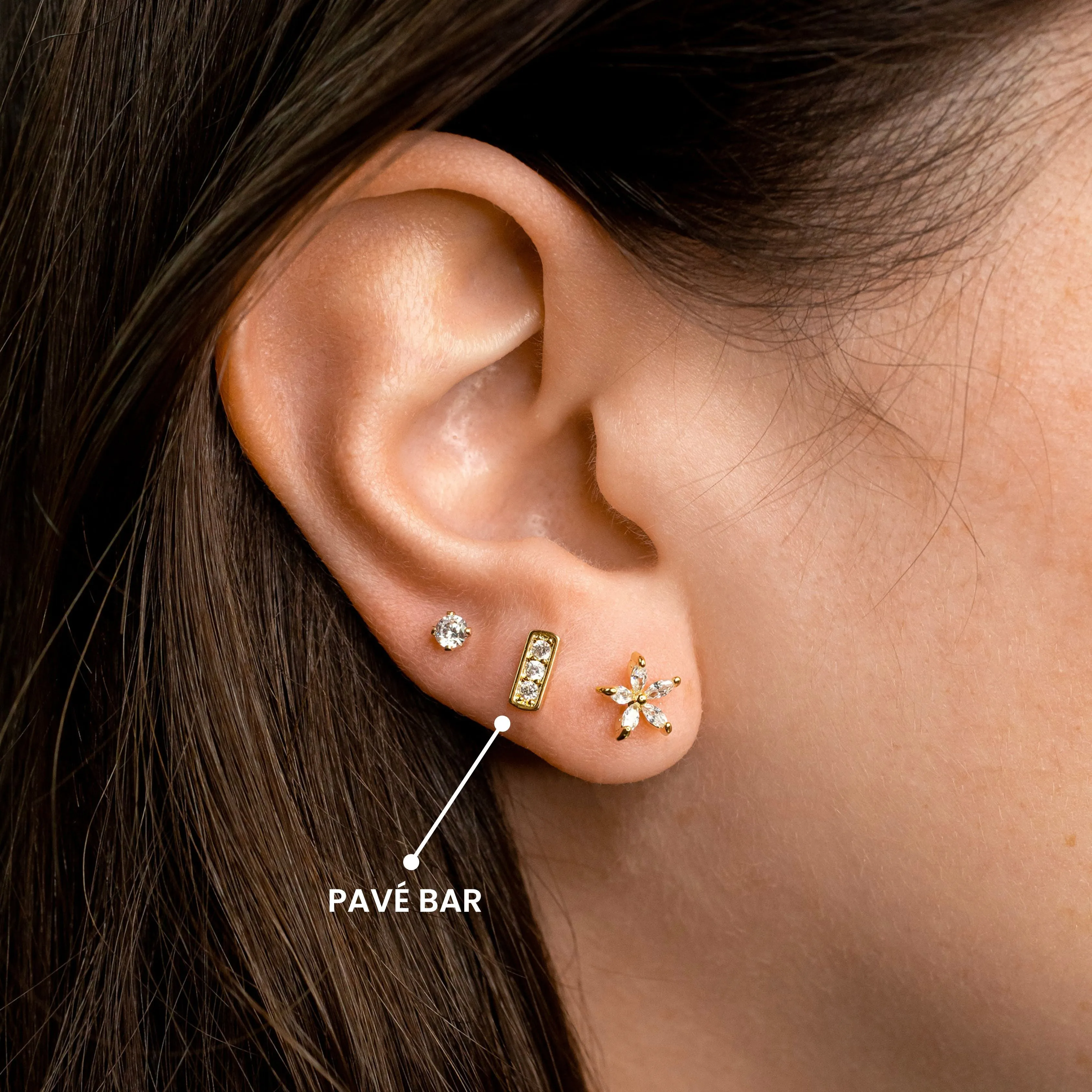 Pavé Bar Stud Earrings