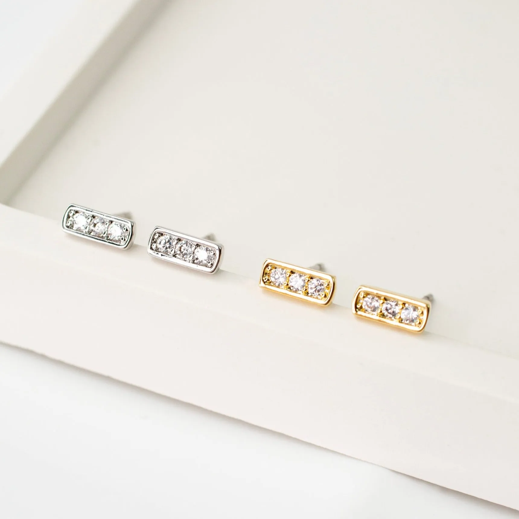 Pavé Bar Stud Earrings