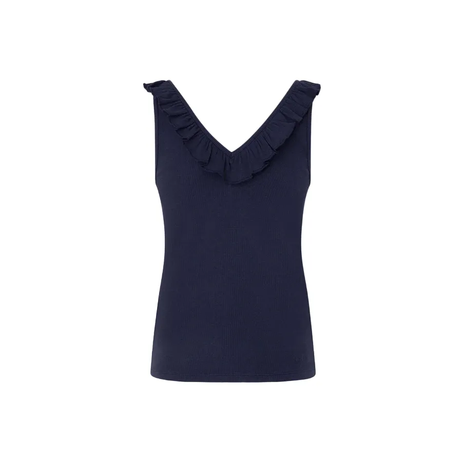 Pepe Jeans tank top with ribbed V-neck Leire PL505851 594 blue