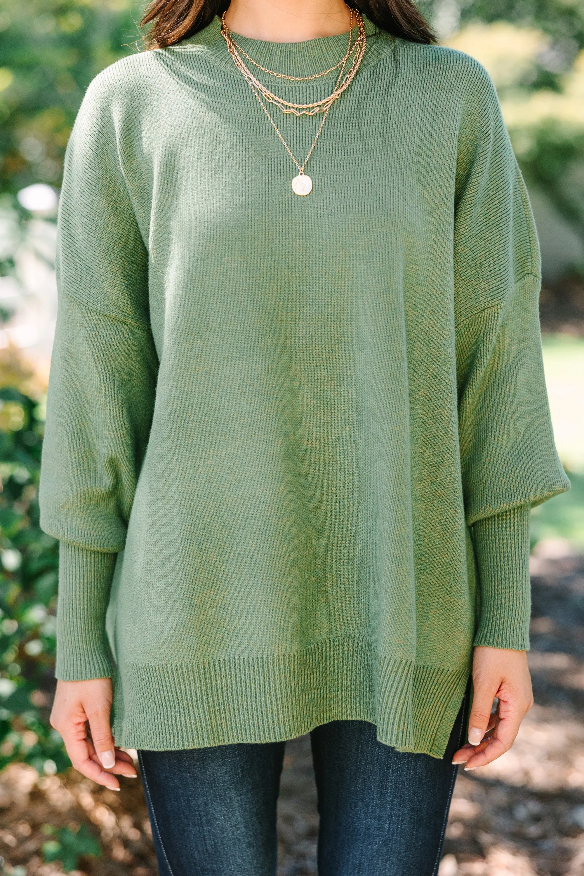 Perfectly You Olive Green Mock Neck Sweater