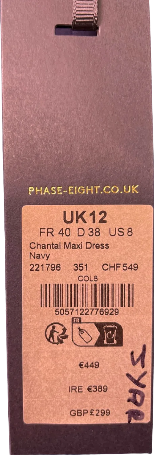 Phase Eight Navy Chantal Maxi Dress UK 12