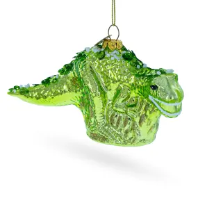 Playful Raptor Green Dinosaur Comin' to Git Cha Ornament