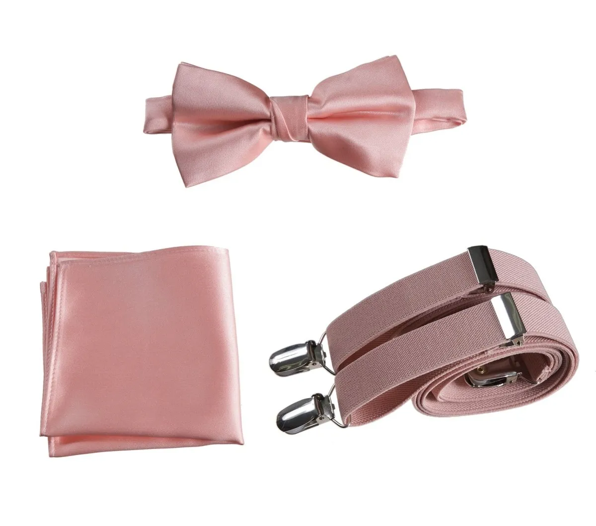 Pre-tied Bow Tie & Pocket Square with Adjustable Stretch Suspender