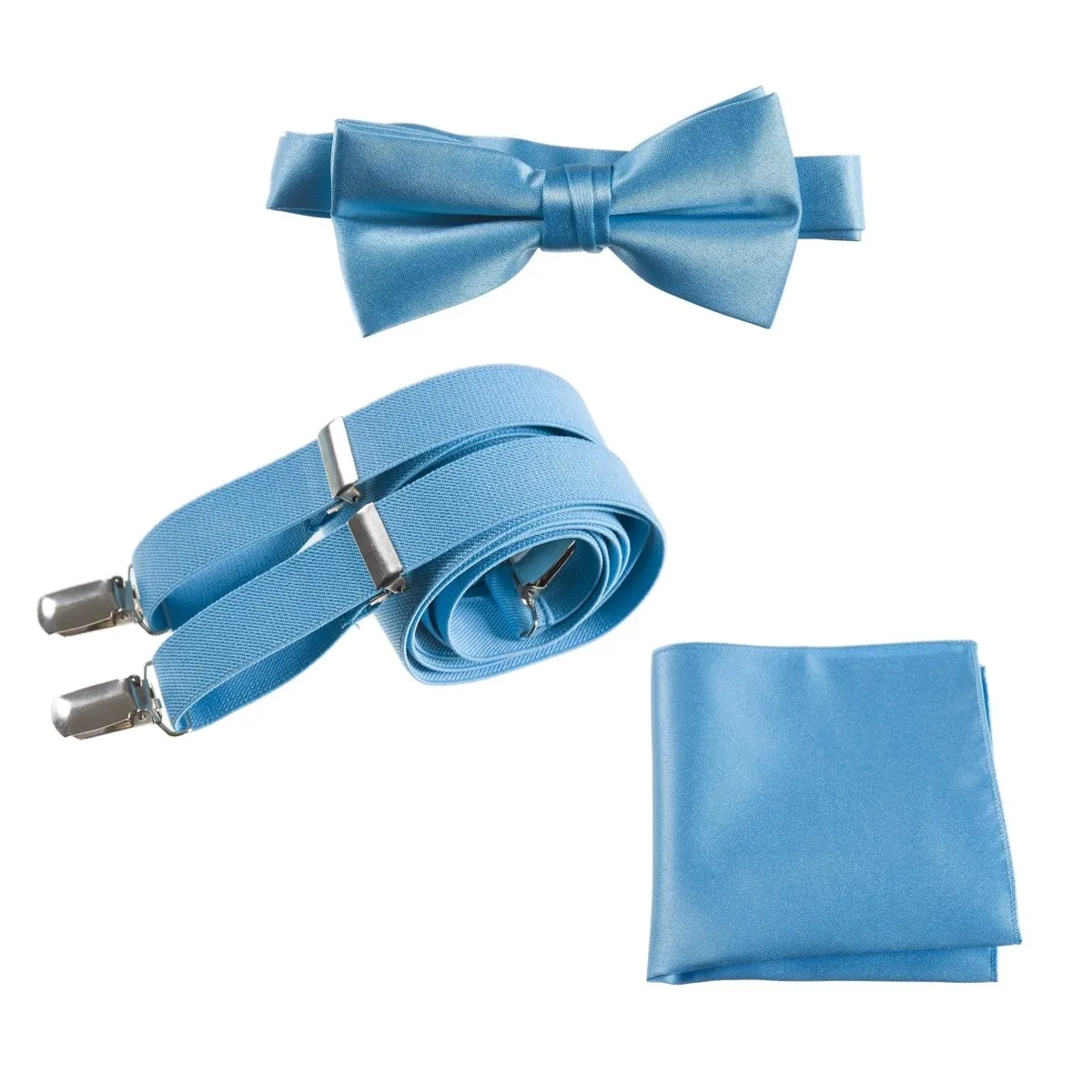 Pre-tied Bow Tie & Pocket Square with Adjustable Stretch Suspender