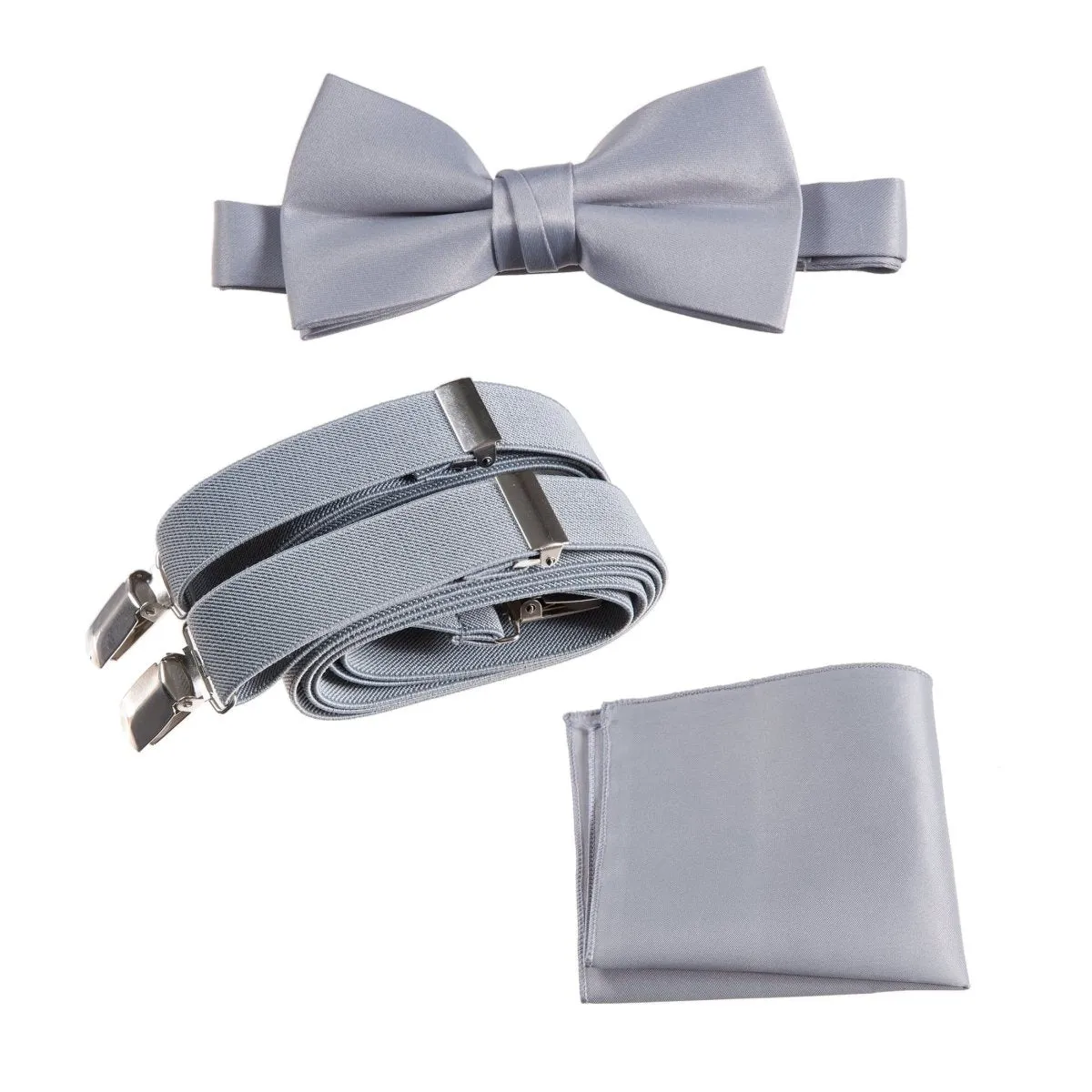 Pre-tied Bow Tie & Pocket Square with Adjustable Stretch Suspender