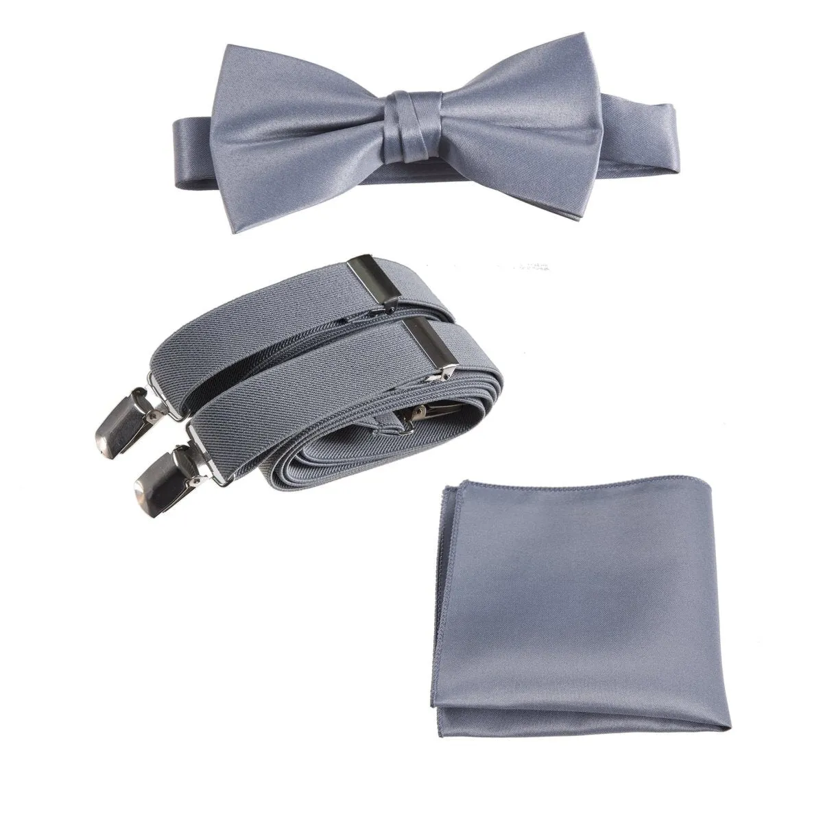 Pre-tied Bow Tie & Pocket Square with Adjustable Stretch Suspender