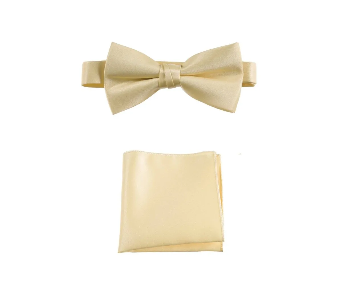 Pre-tied Bow Tie and Pocket Square Handkerchief Sets