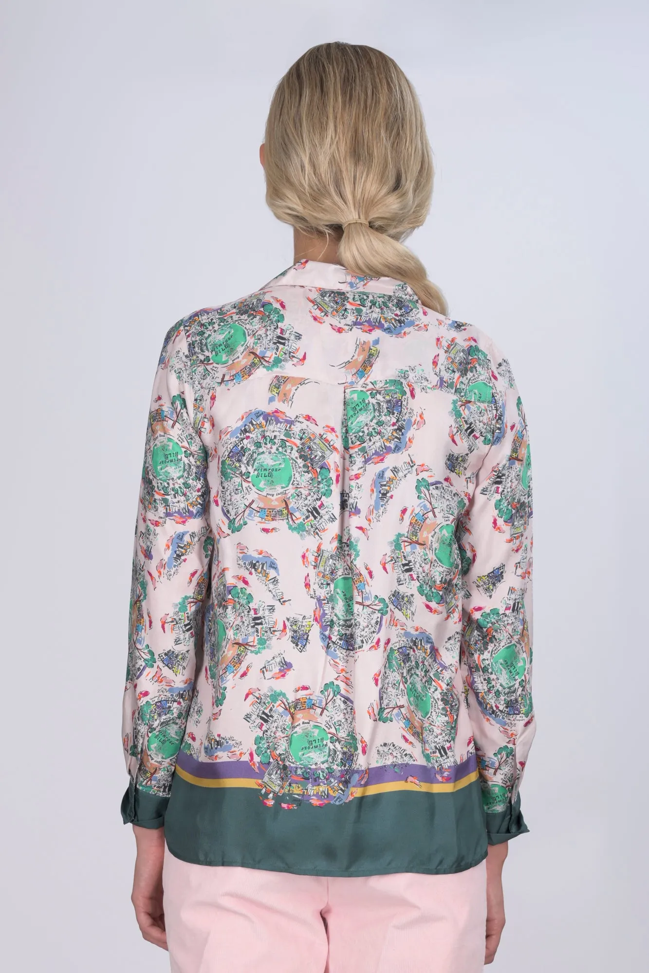 Primrose Hill city print silk twill Jodie shirt