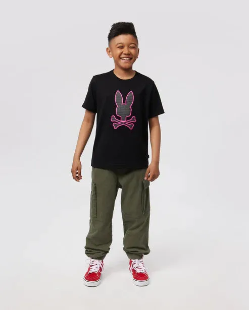 Psycho Bunny Kids Black Harvey Graphic T-Shirt_ B0U309Z1PC-001