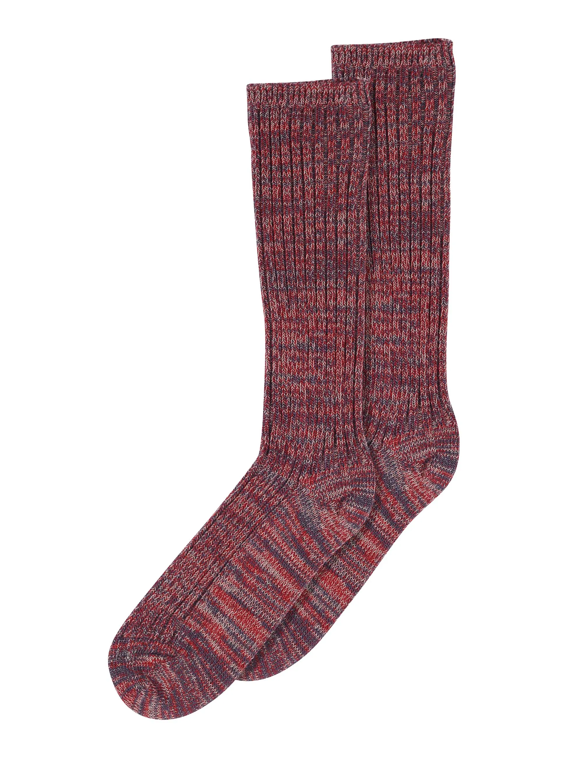 Red Marl Rib Socks