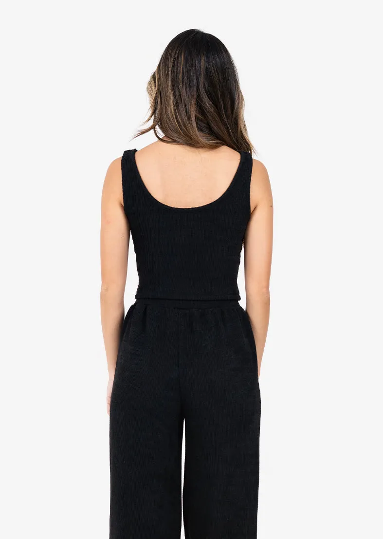 Rib Knit Lounge Palazzo Pant Black