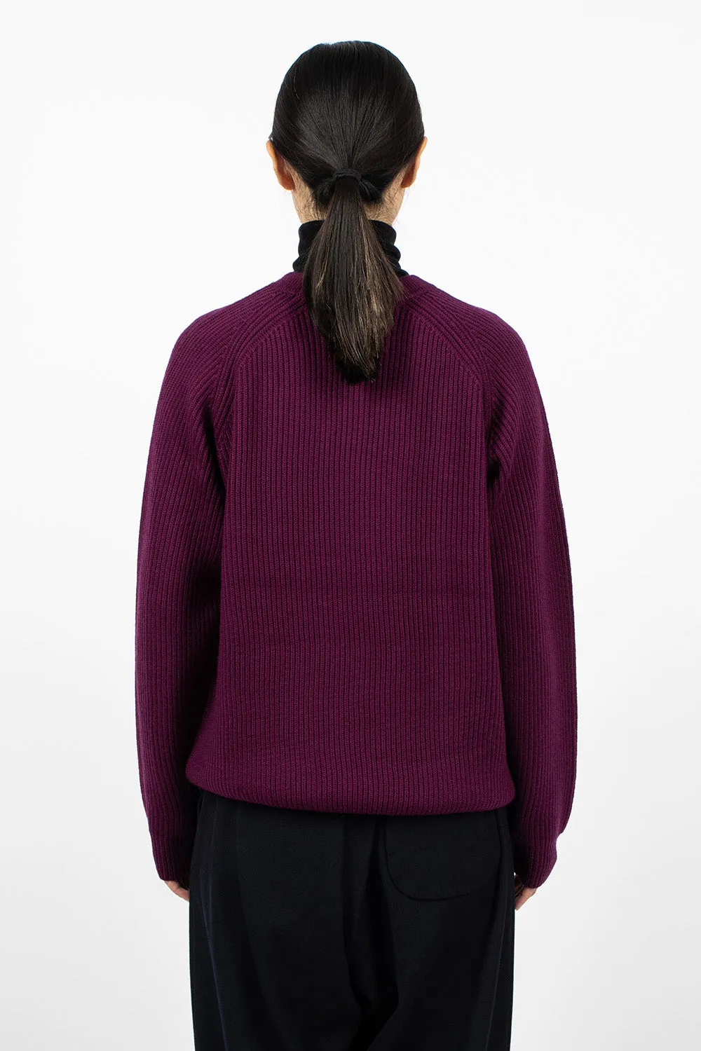 Ribbed Raglan Crewneck Plum