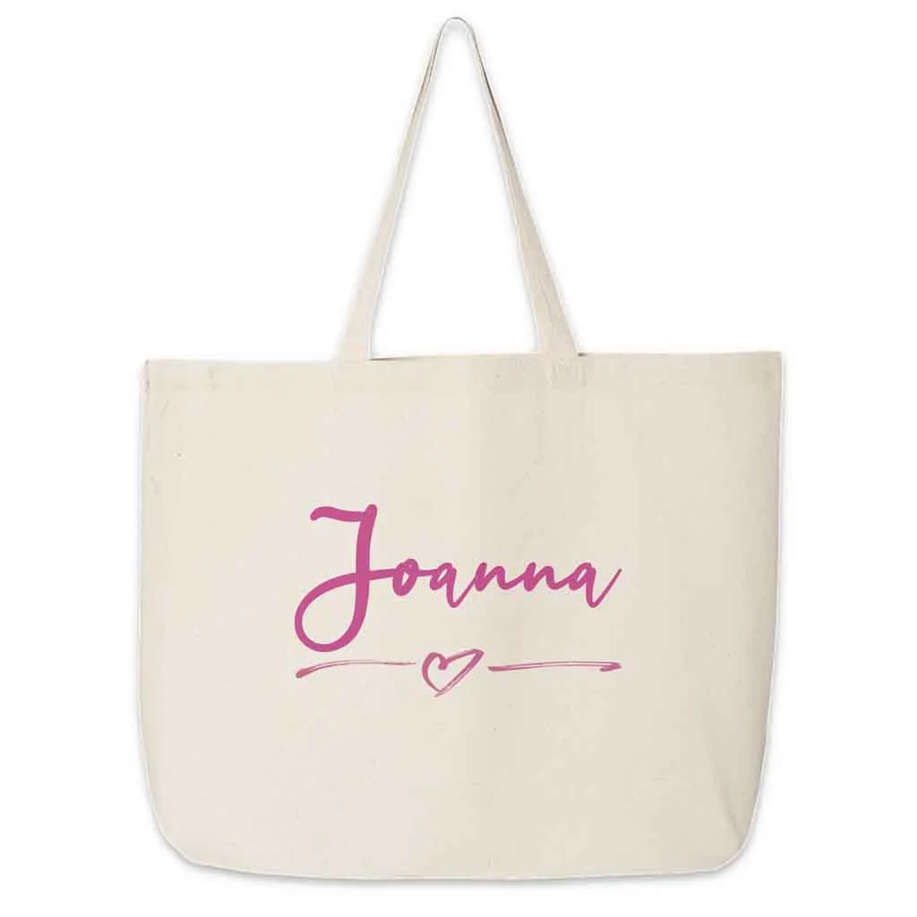 Roomy Canvas Tote Bag for the Bridal Party Personalized