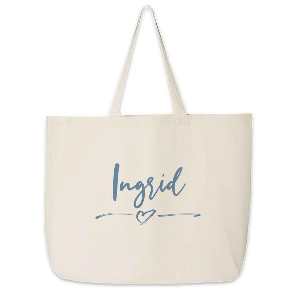 Roomy Canvas Tote Bag for the Bridal Party Personalized