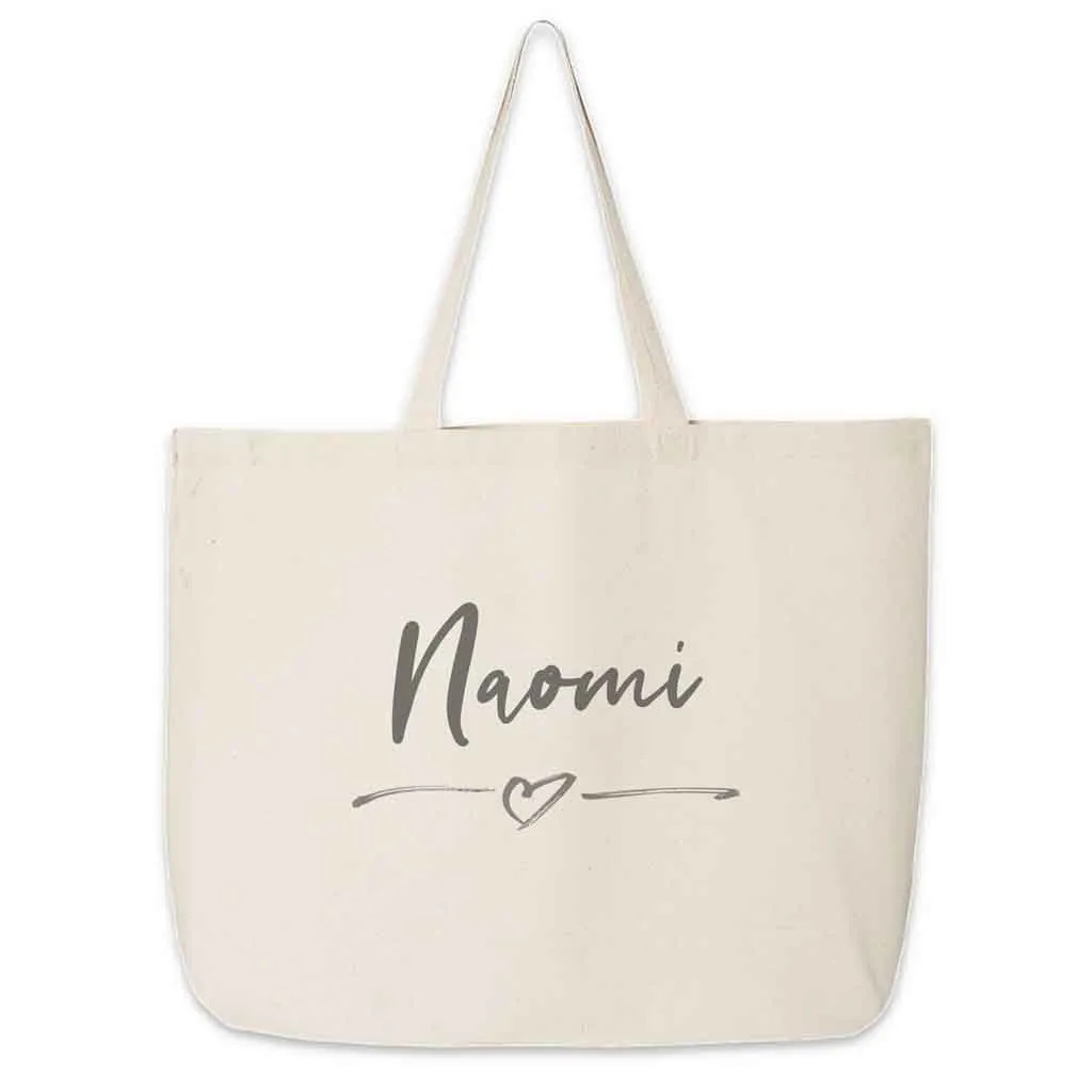 Roomy Canvas Tote Bag for the Bridal Party Personalized