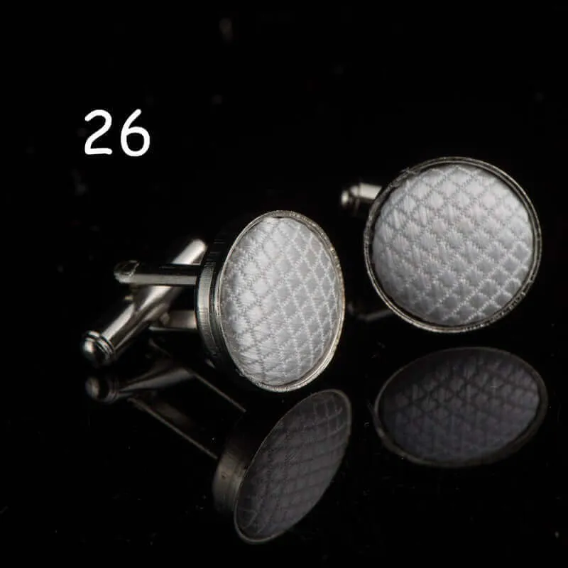 Round Solid Color Cloth Swank Cufflinks