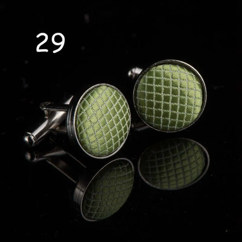 Round Solid Color Cloth Swank Cufflinks