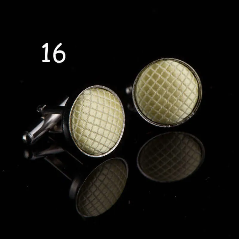 Round Solid Color Cloth Swank Cufflinks