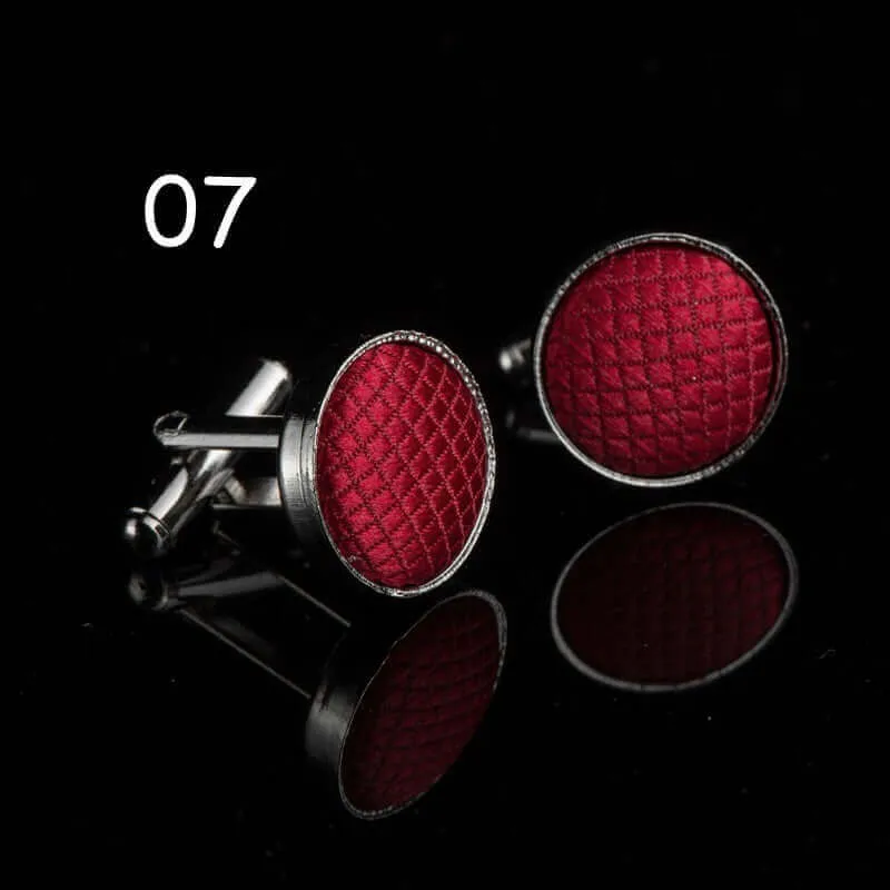 Round Solid Color Cloth Swank Cufflinks