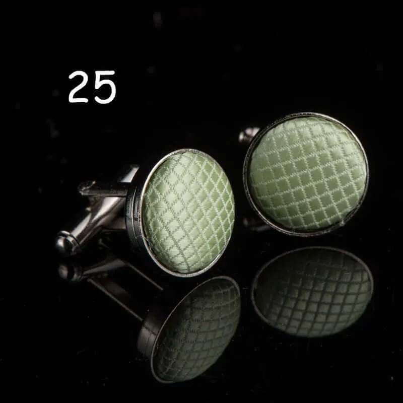 Round Solid Color Cloth Swank Cufflinks