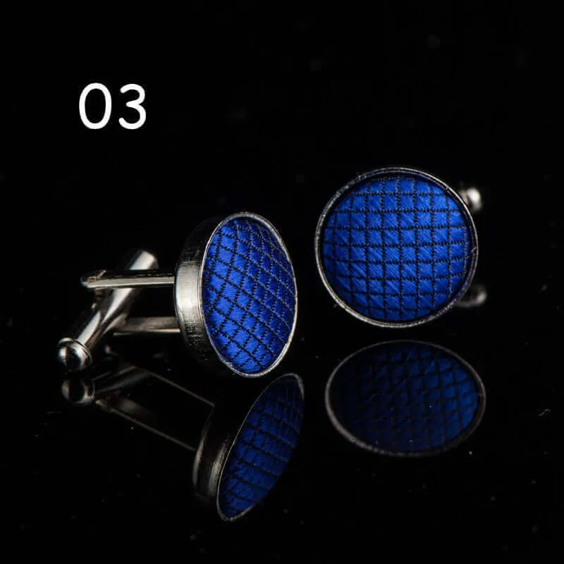 Round Solid Color Cloth Swank Cufflinks