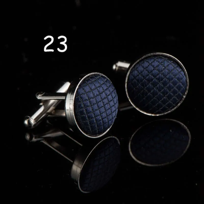 Round Solid Color Cloth Swank Cufflinks