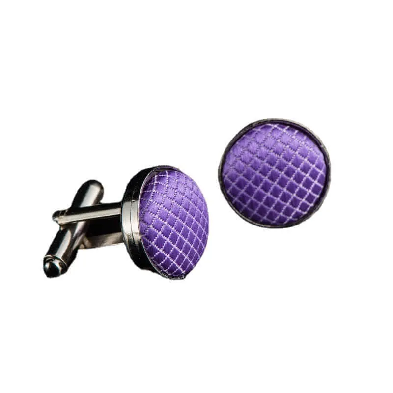 Round Solid Color Cloth Swank Cufflinks