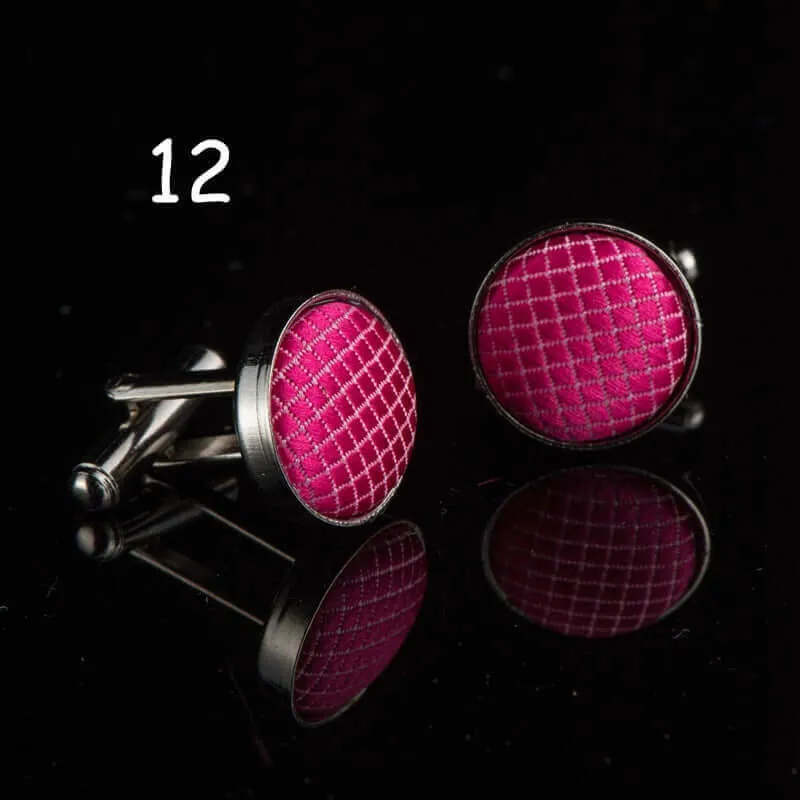 Round Solid Color Cloth Swank Cufflinks