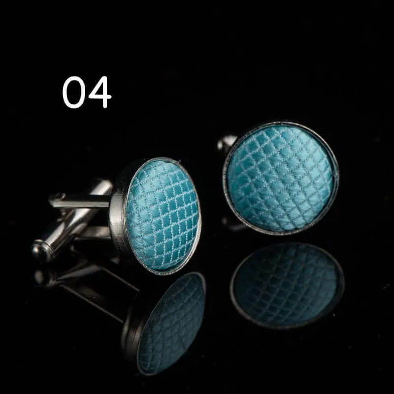 Round Solid Color Cloth Swank Cufflinks