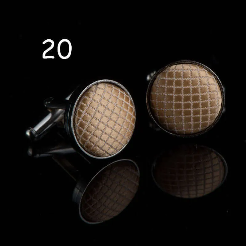 Round Solid Color Cloth Swank Cufflinks