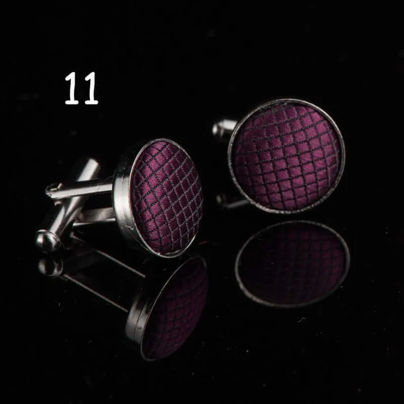 Round Solid Color Cloth Swank Cufflinks