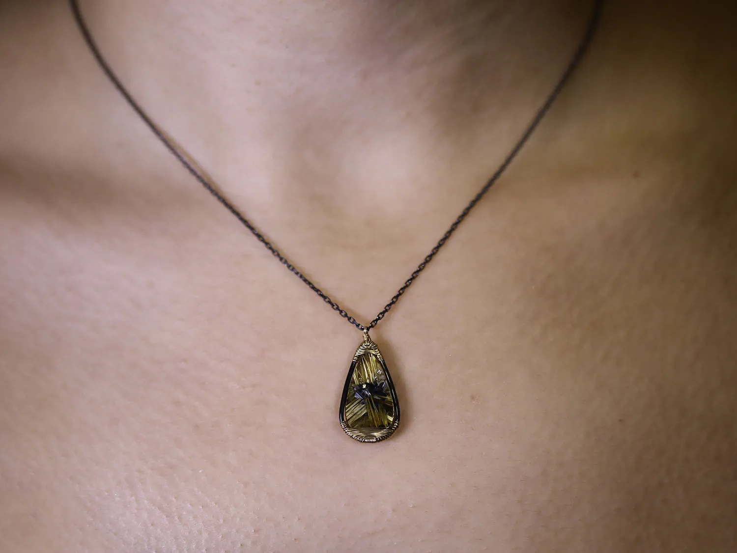 Rutilated Quartz Pendant Necklace