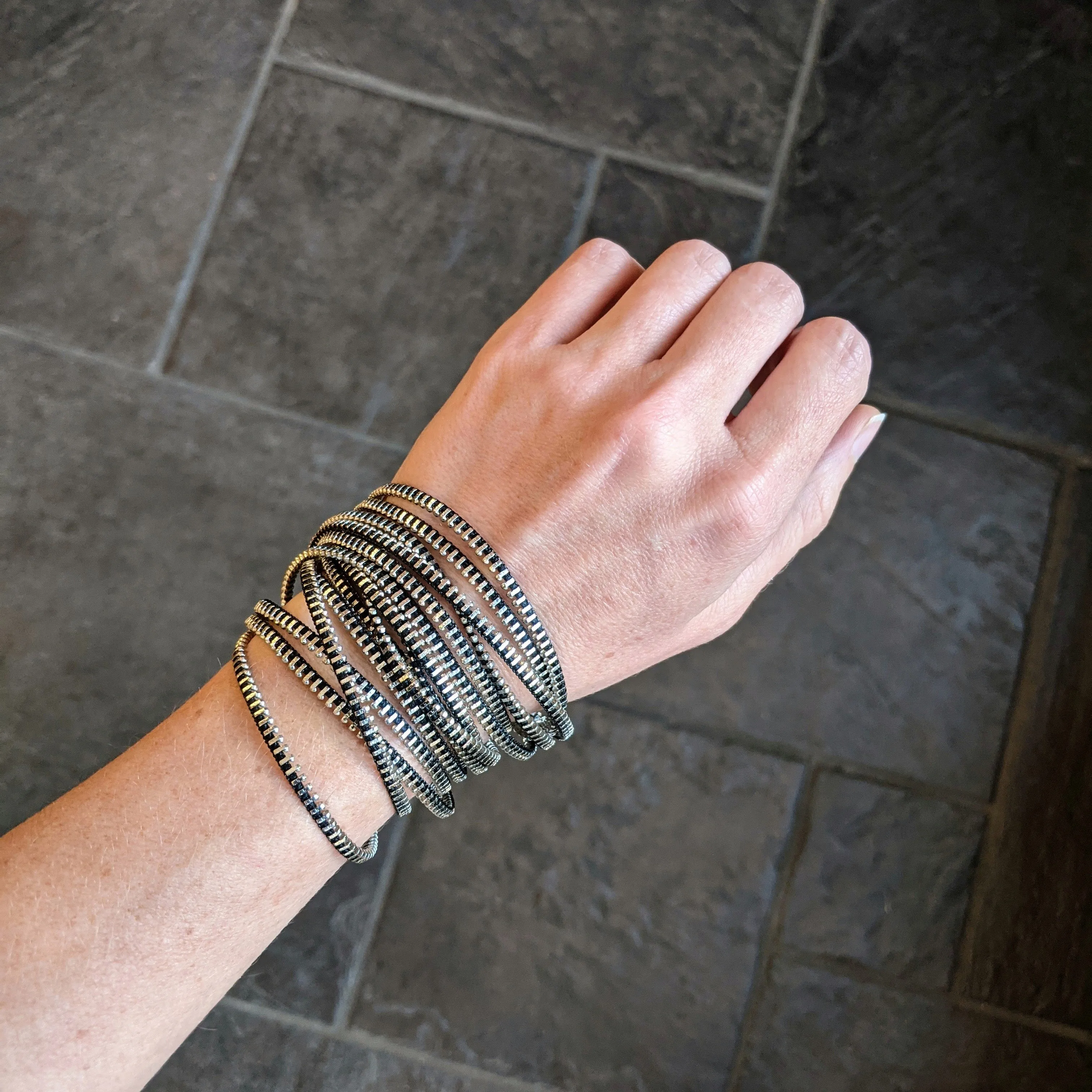 Saturn Silver and Black Necklace/Bracelet