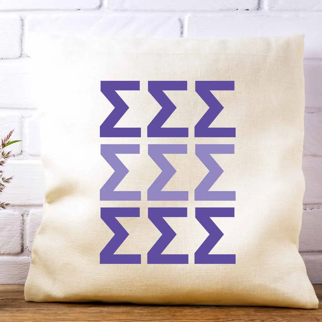 Sigma Sigma Sigma Throw Pillow Cover with Greek Letters