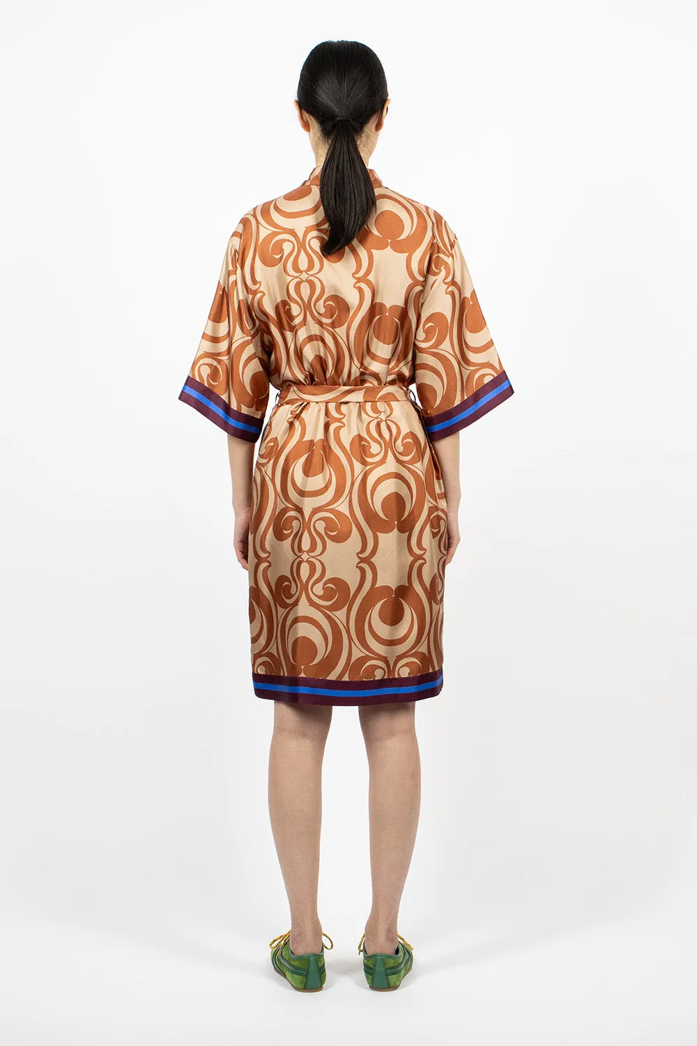 Silk Shirt Dress Brown