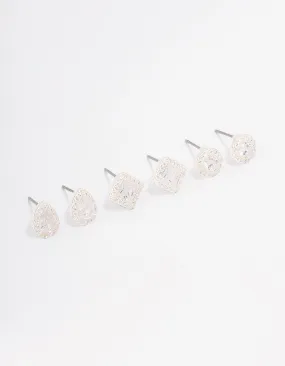 Silver Mixed Cubic Zirconia Stud Earring 3-Pack