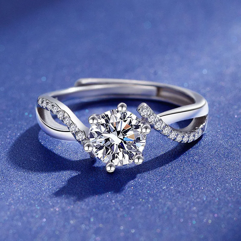 Simple Classic Crossover Moissanite Ring