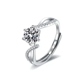 Simple Classic Crossover Moissanite Ring