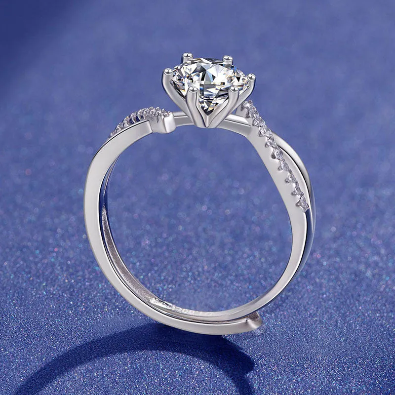 Simple Classic Crossover Moissanite Ring