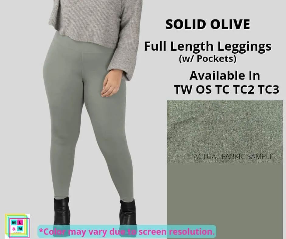 Solid Olive Full Length w/ Pockets