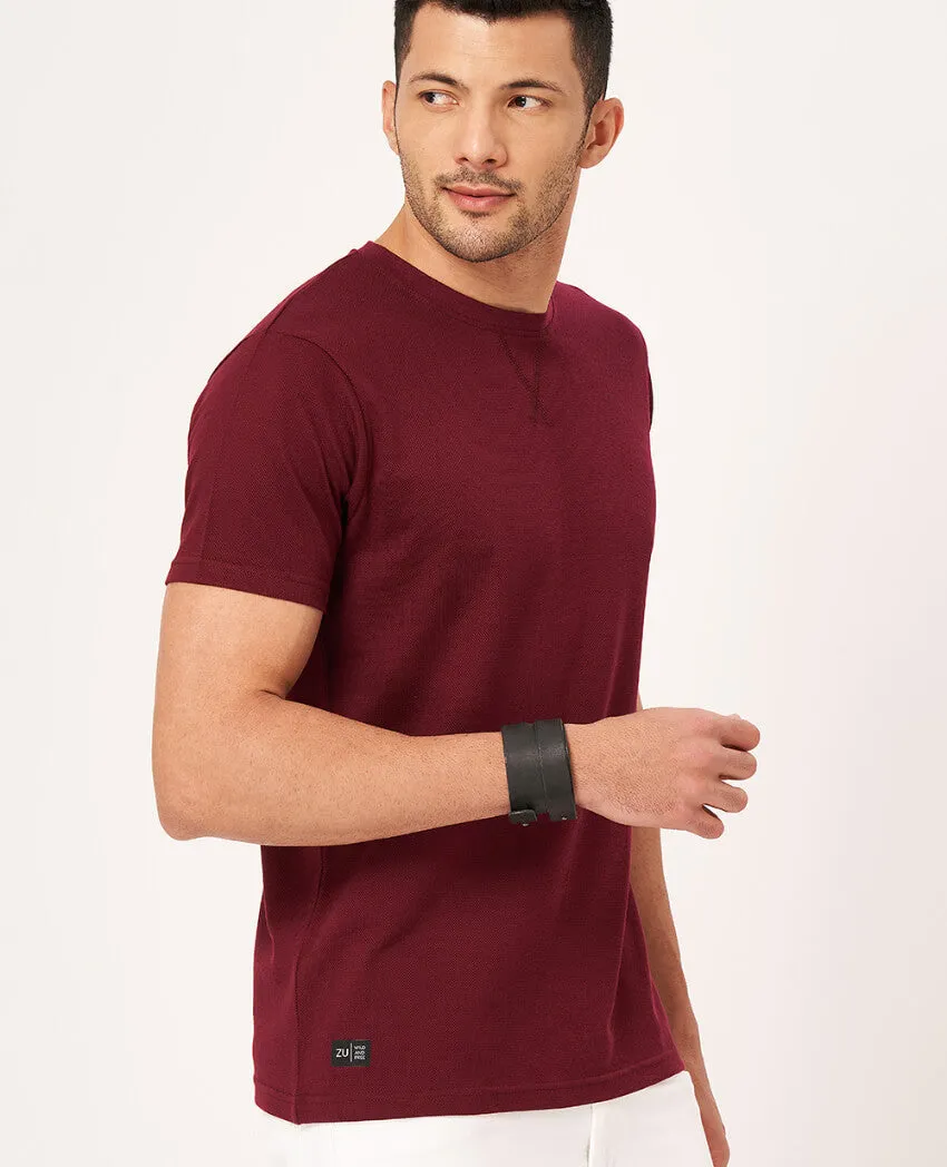 Solid Round Neck Half Sleeve T-shirt