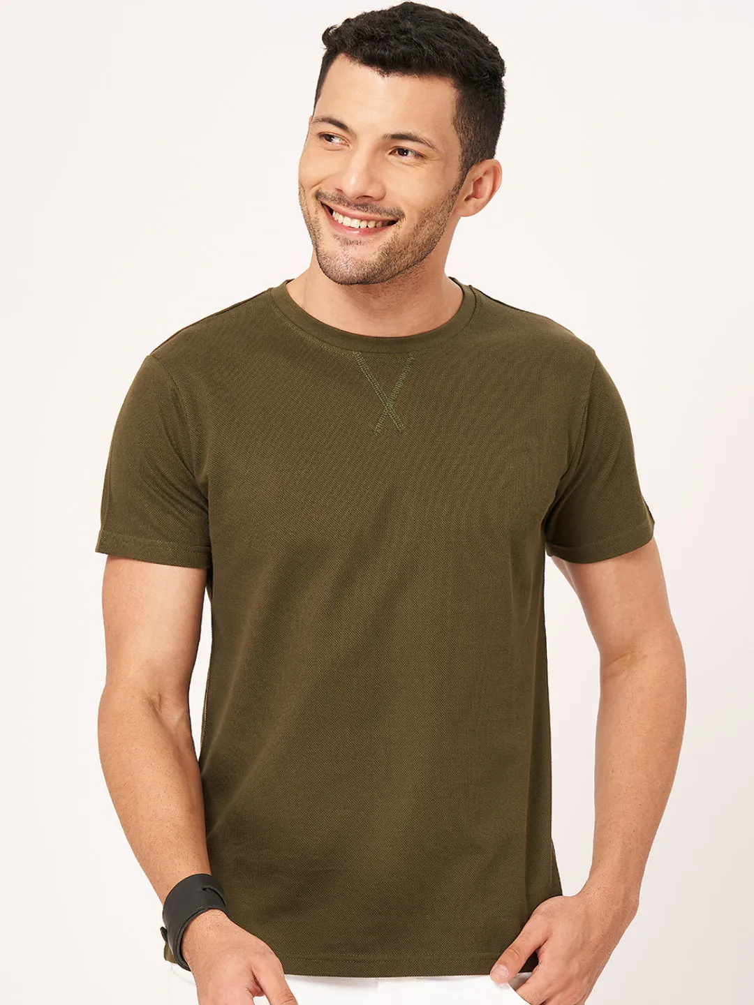 Solid Round Neck Half Sleeve T-shirt