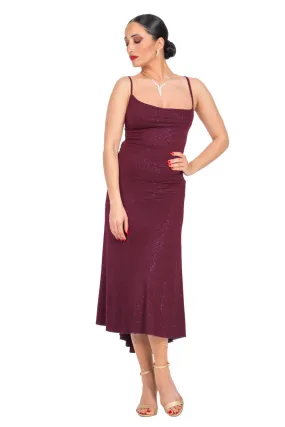 Sparkling Eggplant Fit & Flare Keyhole Back Midi Tango Dress