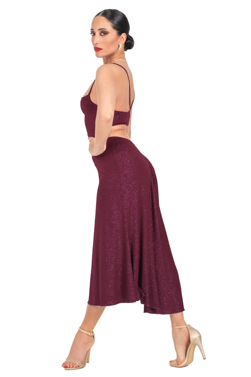 Sparkling Eggplant Fit & Flare Keyhole Back Midi Tango Dress