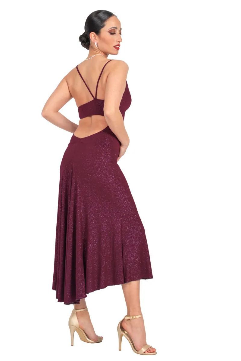 Sparkling Eggplant Fit & Flare Keyhole Back Midi Tango Dress